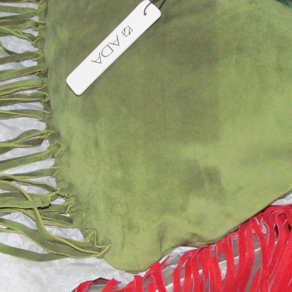 ADA COLLECTION GREEN SUEDE FRINGE HOBO CHICK BAG - Picture 3 of 7